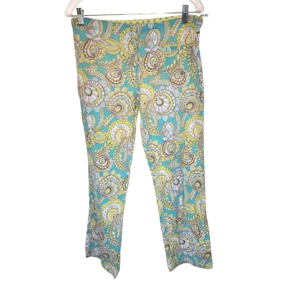 Vera Bradley Peacock Pattern Pajama Pants Lightweight Green Yellow Small S - Picture 1 of 3